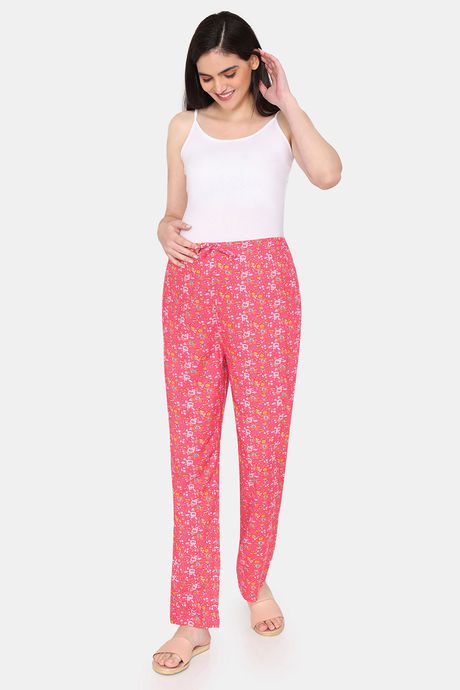 Zivame Maternity Floral Pop Woven Pyjama - Coral Paradise — image 4